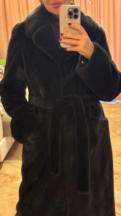 Луксозно палто от норка.Гърция.Визон. Естествена кожа с косъм.