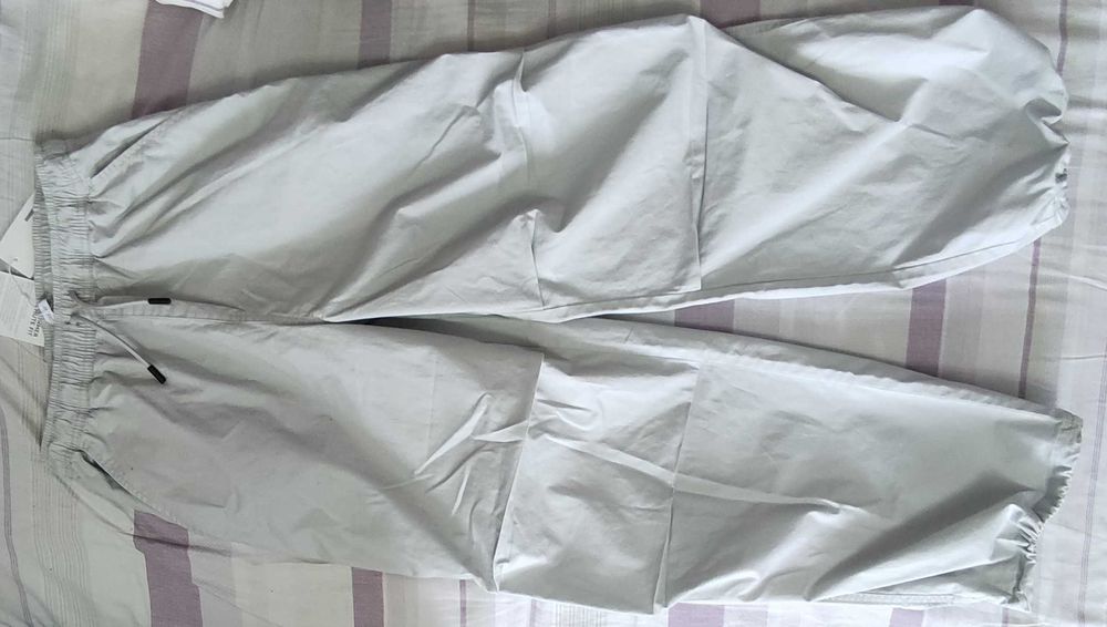 Брюки-парашюты «GEE JAY» премиального качества из хлопка светло-серые