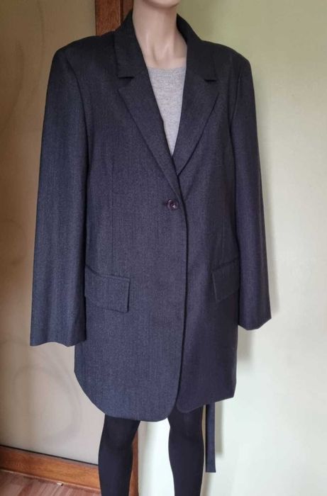 Blazer/sacou lung COS, culoare gri, lana 80%, marimea 44