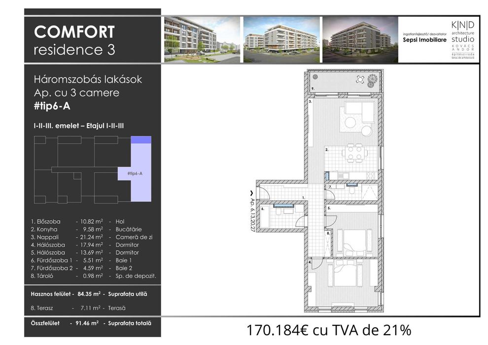 Apartament nou cu 3 camere in COMFORT RESIDENCE 3