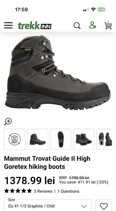 Bocanci munte Mammut Trovat Guide High Goretex Vibram