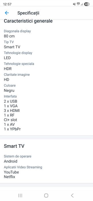Televizor Smart LED Nei 32NE4505, 80 cm, HD