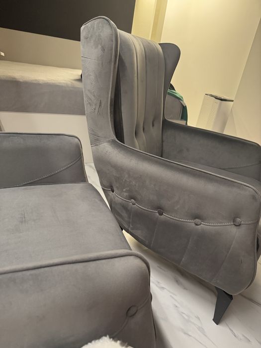 Сив фотьойл кадифена дамаска