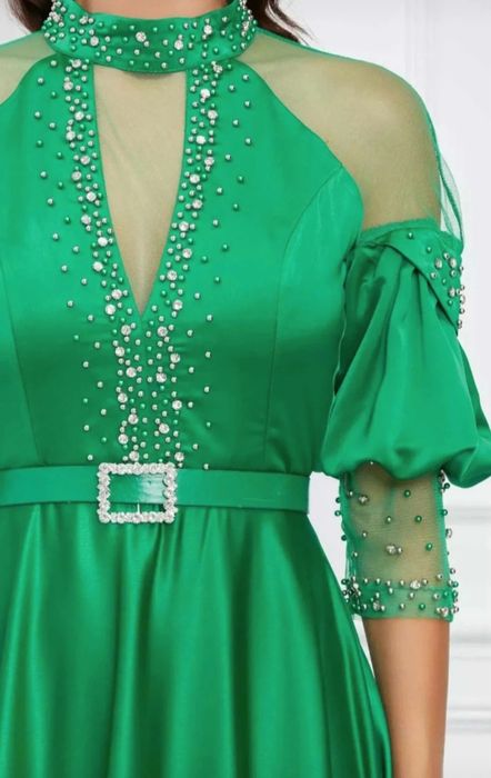 Rochie eleganta verde midi