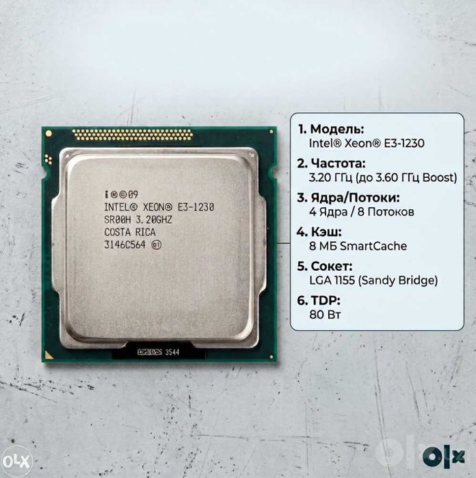 Процессор Intel Xeon E3-1230 - аналог Core i7 2600