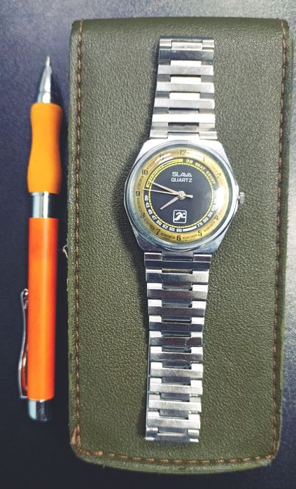 Советские мужские часы «Слава Спортивные» кварцевые, на батарейке