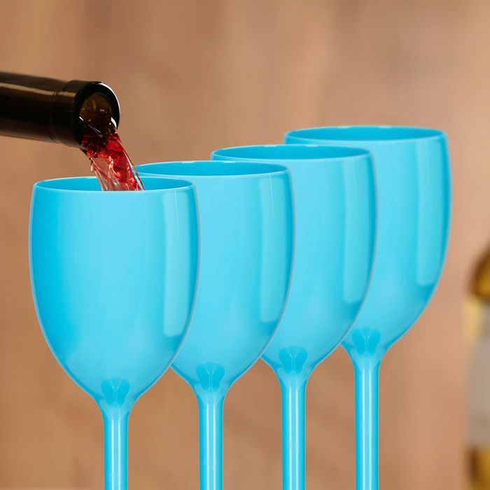 Set 12 Pahare vin din plastic incasabile 250 ml reutilizabile turcoaz