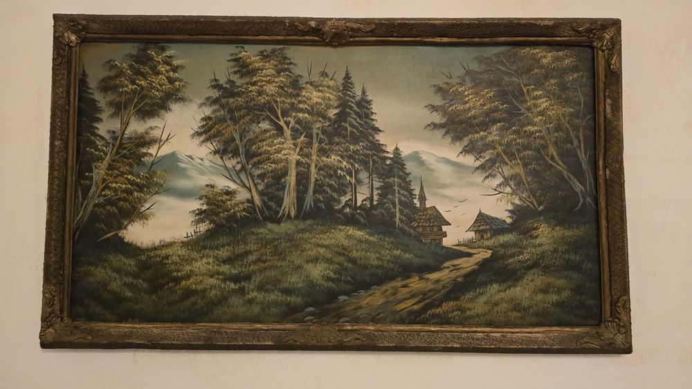 Tablou vintage pictat pe panza 120x70cm