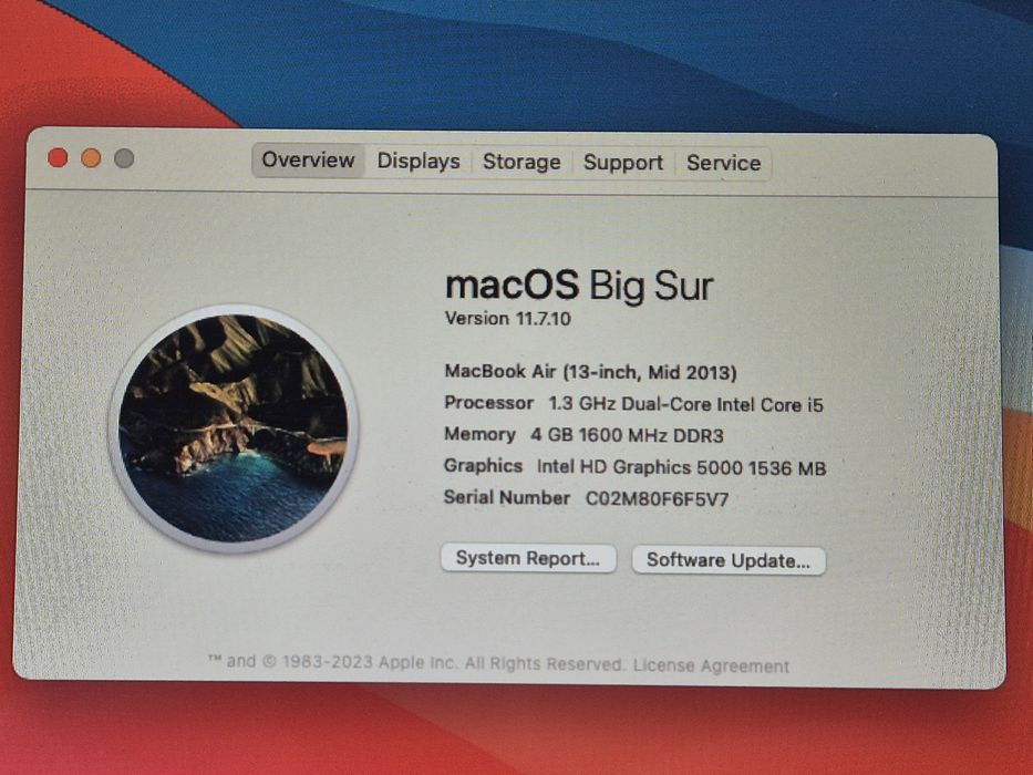 vand laptop MacBook Air A1466 2013..i5..4 Gb..Ssd 128 Gb