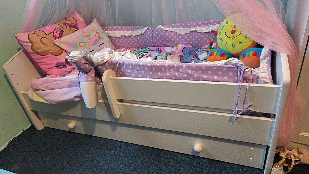 Pat copii cu sertar 144x74