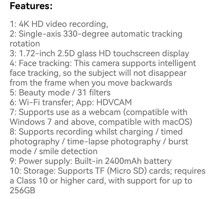 Camera 4K ULTRA HD handheld