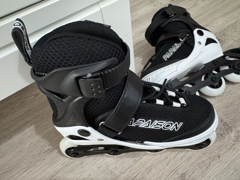 Role reglabile pentru copii si adulti, roti luminoase din silicon, 4 roti in linie, rulmenti ABEC-7, Aluminiu/poliuretan, marimea S 28-32