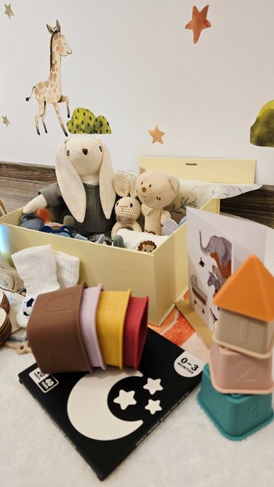 Baby box complet • Jucarii + ingrijire + decor