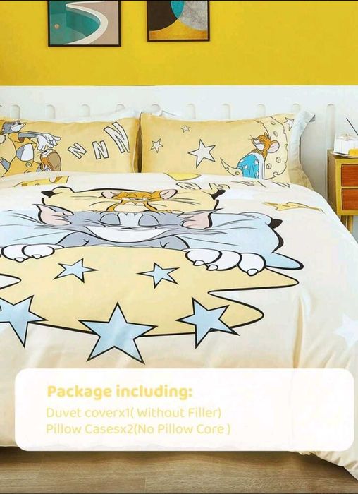 Комплект завивки TOM&JERRY от 3 части с принт на котка и мишка,230/220