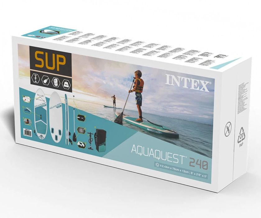 Надуваем Youth SUP борд с гребло INTEX Aqua Quest 240, 244 х 76 х 13 см
