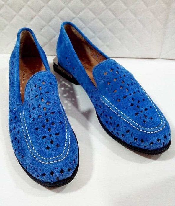 Шикарные замшевые кожаные туфли лоферы CALETE 40-41разм, люкс, Турция!