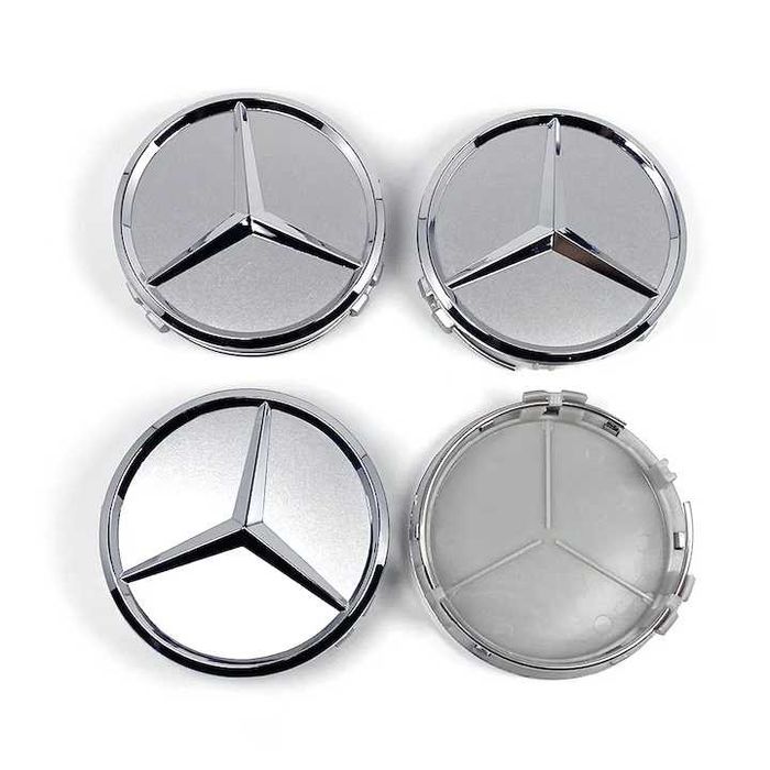 Капачки за джанти за мерцедес Mercedes 75мм сиви, хромиране