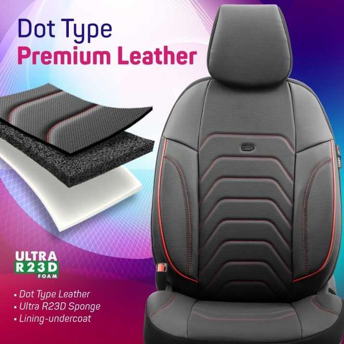 Луксозна тапицерия OTOM Core Design черна с червен шев