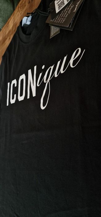 Оригинална черна тениска Dsquared2, модел ICONique (100% памук!)