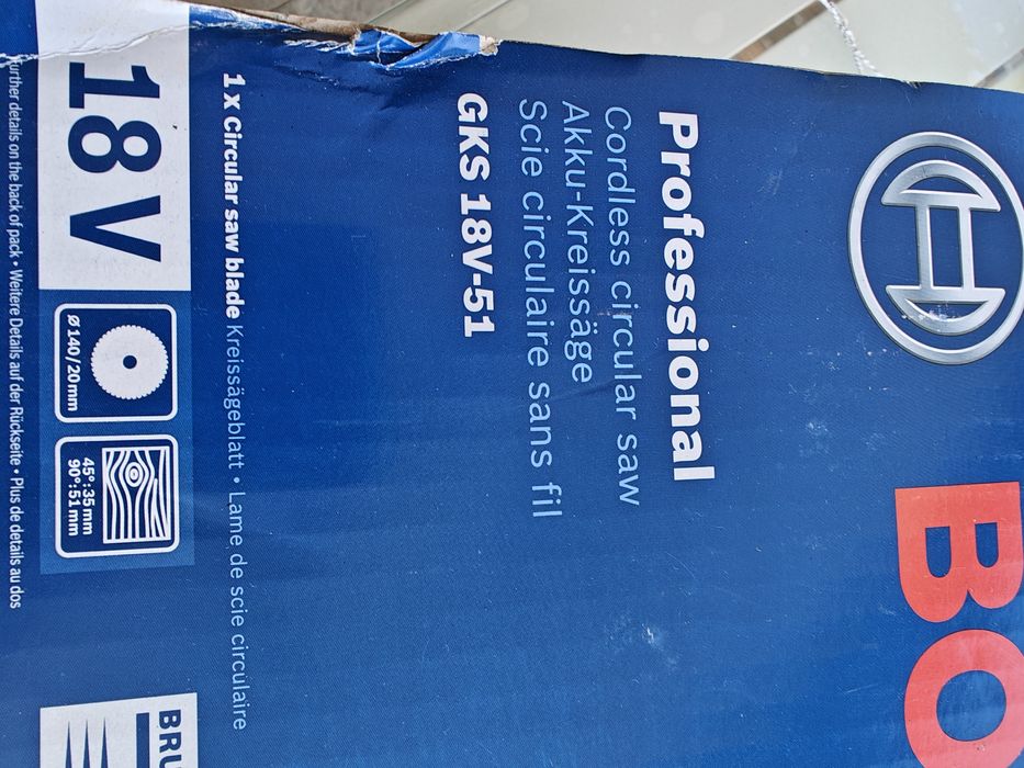 Bosch GKS 18V-51 - Li-Ion, 18 V, - Ah, 140x20 mm,, SOLO.nou.