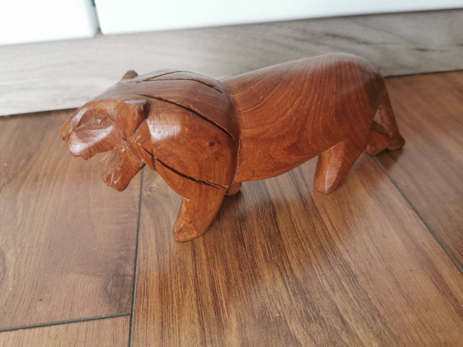 Statueta Leu de lemn masiv