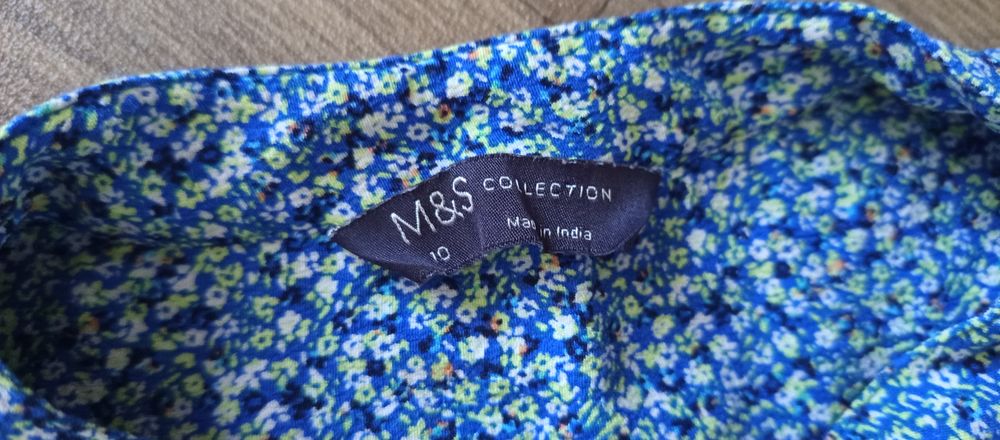 Дамска синя риза  на цветя Marks & Spencer (M&S Collection) / Размер UK 10 (S/M)