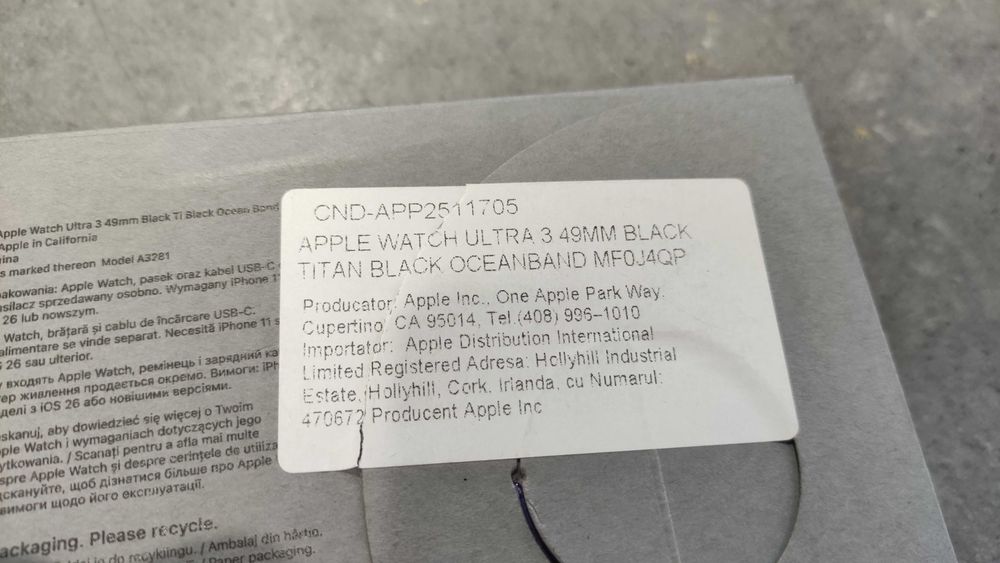 Apple Watch Ultra 3 49mm Black Titanium/Produs nefolosit! ID1594-AG2