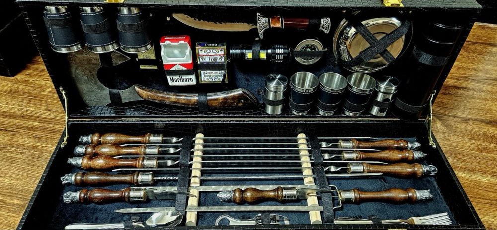 Походный и Подарочный набор для мангала с шампурами