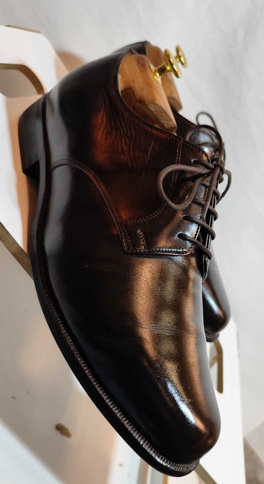 Pantofi derby 42.5 43 plain toe Vibram piele naturala maro