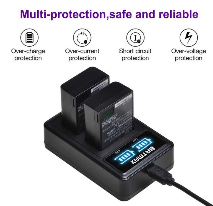 Двойно зарядно за батерии EN-EL25 за Nikon Z30 , Z50 , Zfc