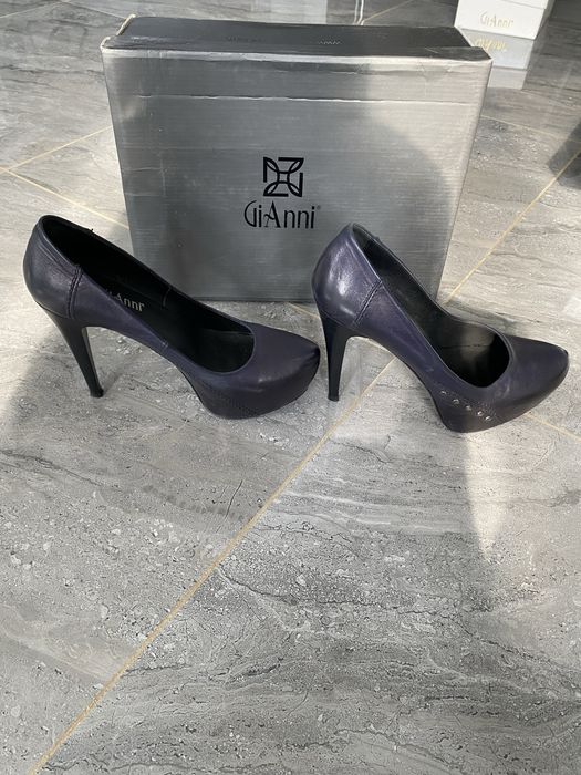 Официални тъмносини обувки естествена кожа, марка Gi Anni