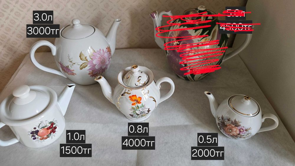 Чайники фарфор, металл, кеселер, пр. посуда УСТУПЛЮ