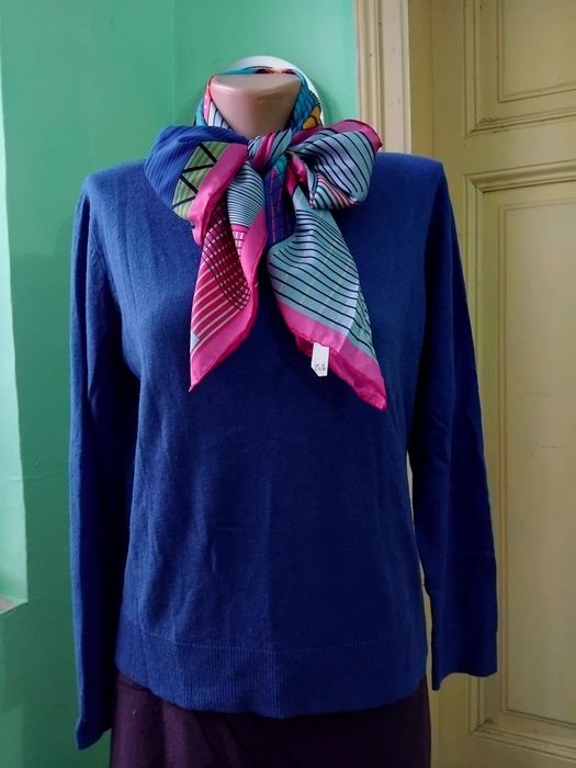 Pulover matase si lana , albastru cerneala