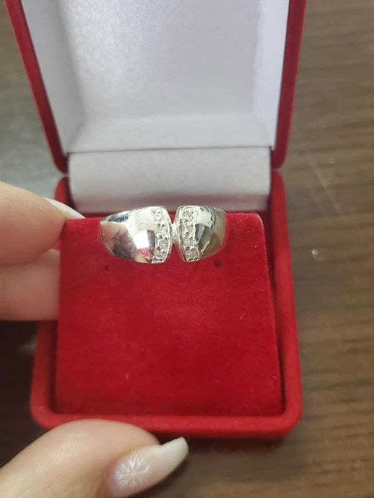 AG102, inel argint 925,nou/marcat, lat, solid, 4 grame,zirconii