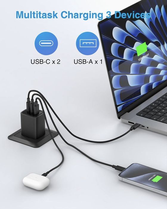 Ultra 3+5*Портови зарядни 200w/240w Super Fast Chargers-Black in color