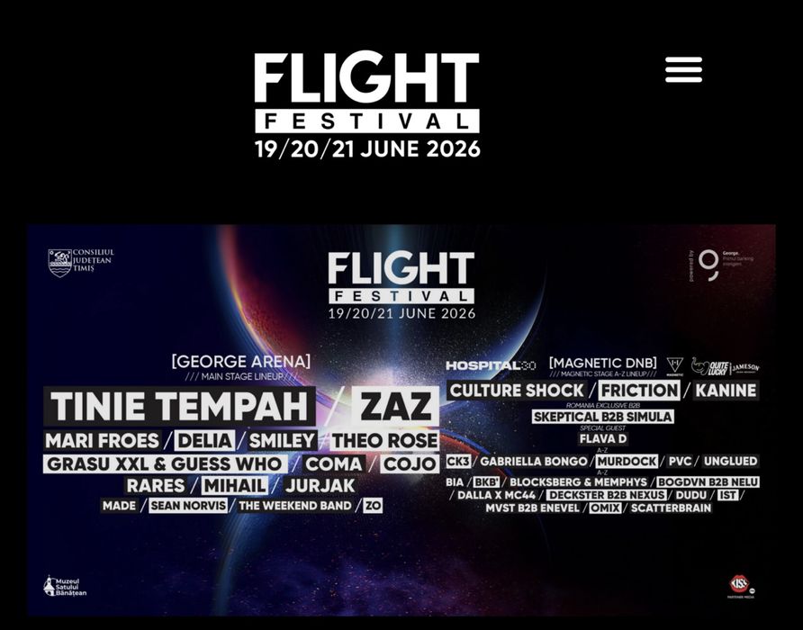 Vand bilet la Flight Festival acces general 3 zile 250 lei