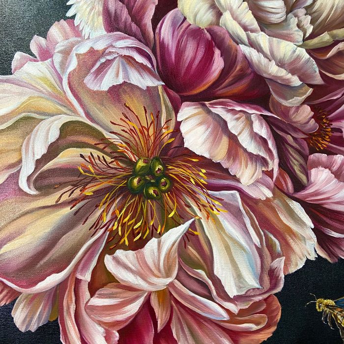 Картина  маслом цветы