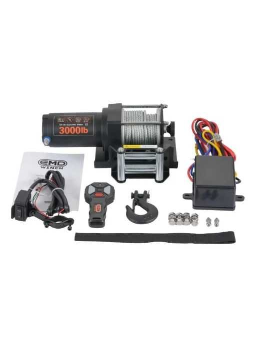 Troliu electric EMD Winch 3000lbs (1361kg), 12V, cablu otel 13m, raport 153:1