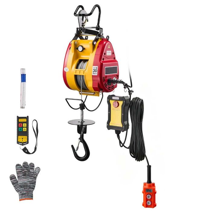 Troliu electric 2-în-1 telecomandă cu fir și wireless 300 kg 30 m