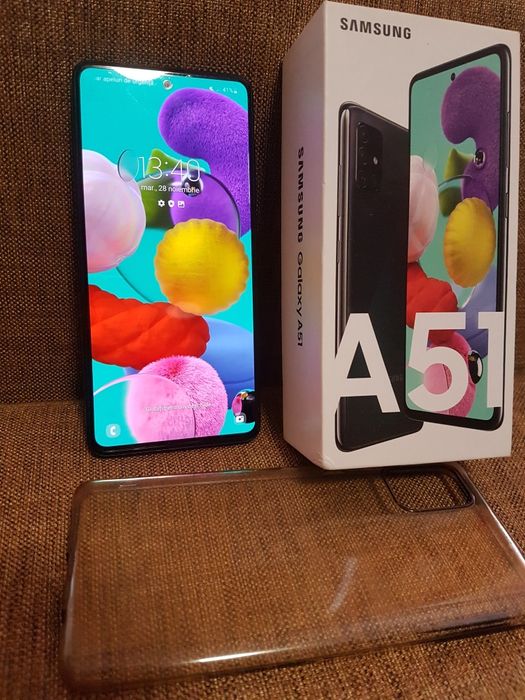 Vand telefon Samsung A 51 Prism Crush Black la cutie + accesorii