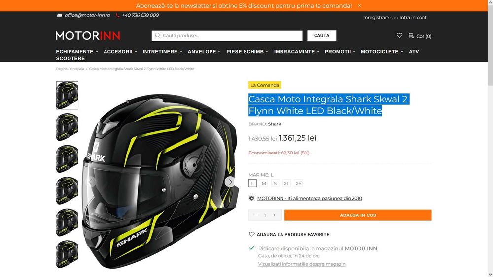 Casca moto Shark Skwal Flynn 2 LED, marime L, impecabila, ca noua