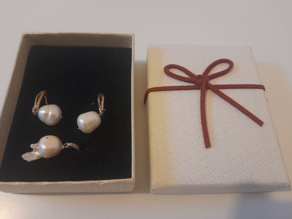 Серьги и подвеску из натурального жемчуга, серебро 925, (НОВЫЙ) ПРОДАМ