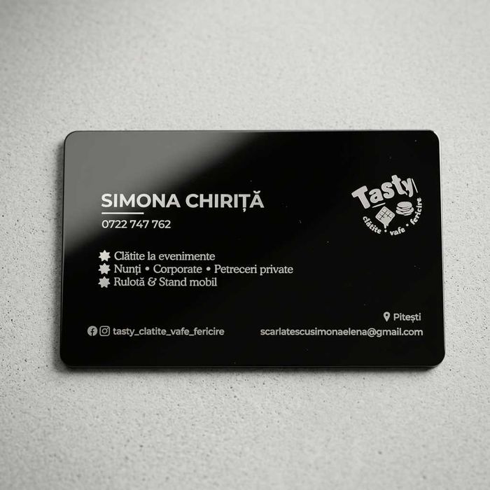 Carte de vizită metalică premium – gravură laser, 10 Buc/Set