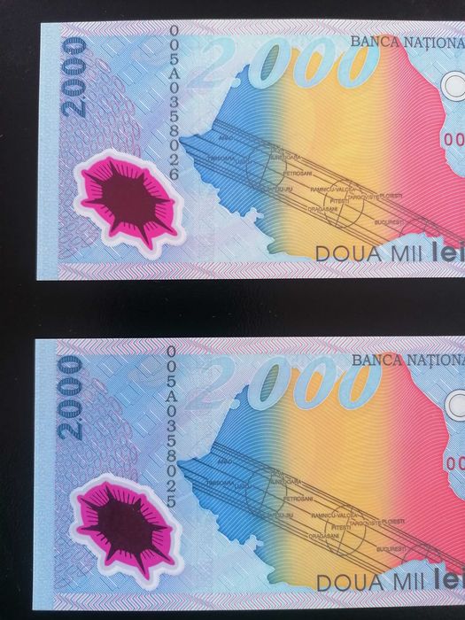 Bancnote 2000 lei eclipsa din anul 1999