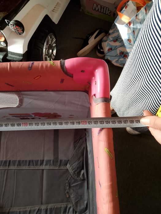 Кошарка за бебе, със мрежа, със врата, двойно дъно сгъваема