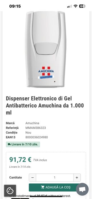 Dispenser electric pentru gel antibacterian Amuchina