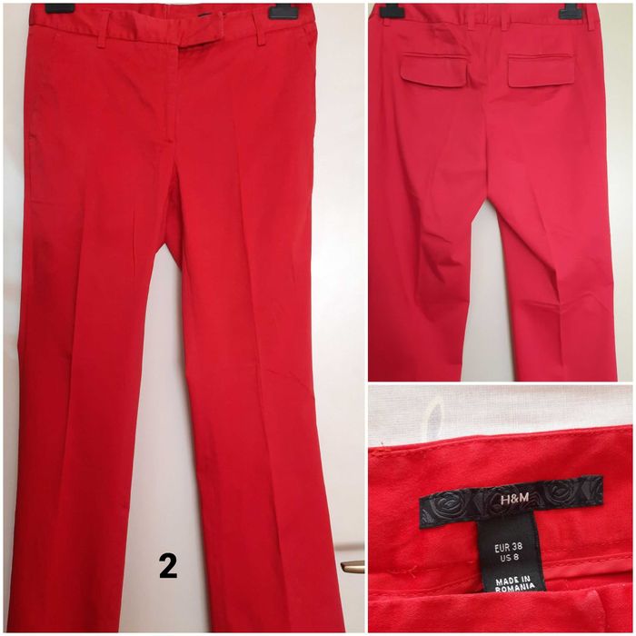 Червени панталони, различни размери