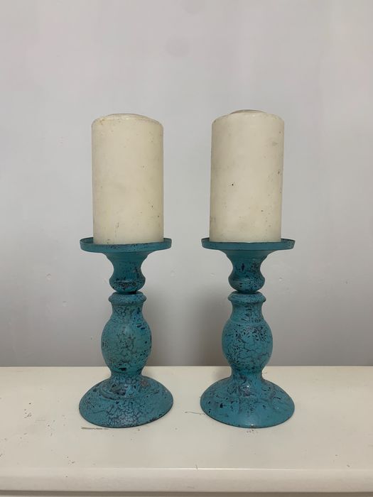 Подсвечники со свечой, винтажные, металл,кракелюр