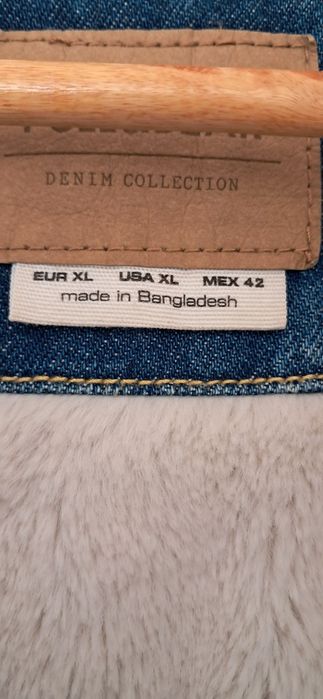 Мъжко дънково яке с каракул