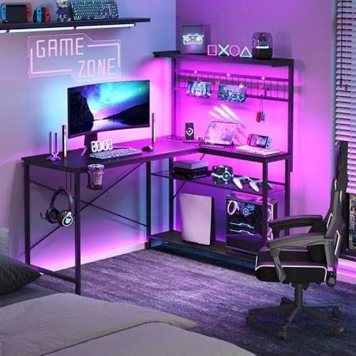 Bestier L-образно бюро с LED и контакти 106см